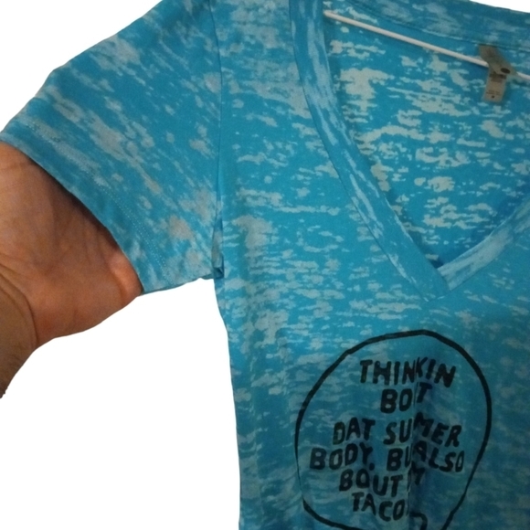 Funny Taco Tee Next Level Lightweight Semi Sheer Blue Short Sleeved V-Neck M - Picture 4 of 9